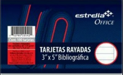 Tarjetas 3x5 Blanco Bibliografica 100 H Estrella 0043